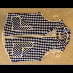 Blue and white gingham vest